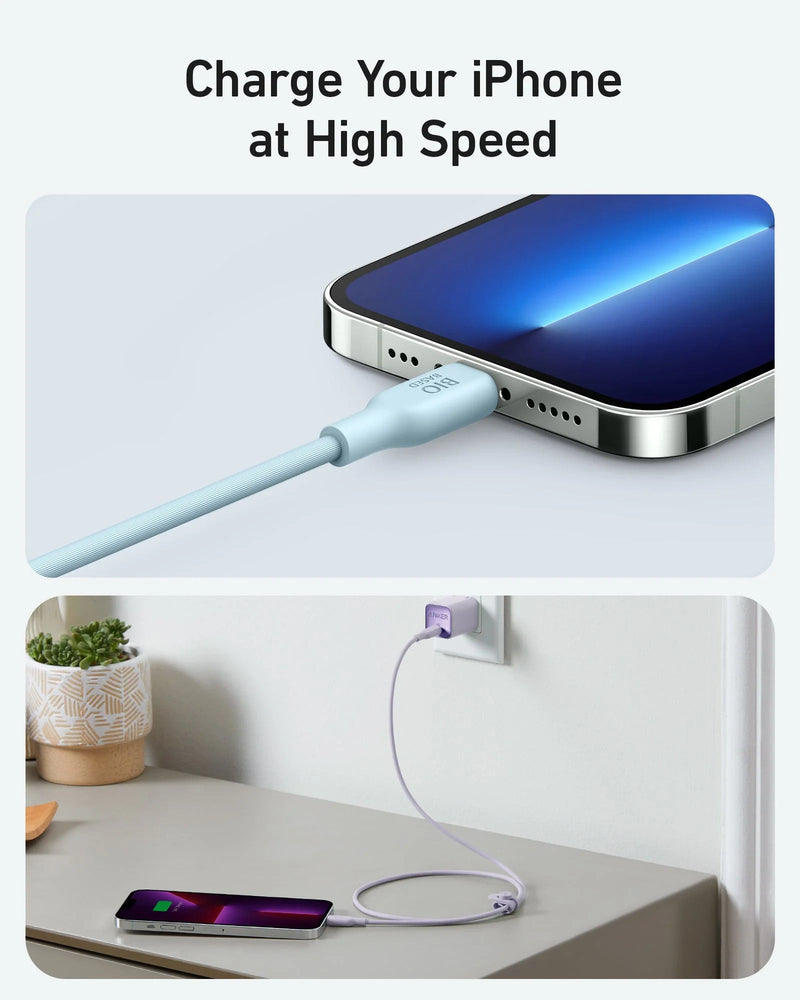 Anker 542 USB-C to Lightning (Bio-Based) - 1.8m/6ft - Blue [D] - سلك شحن ايفون تايب سي - انكر - طول 180 سم - كفالة 18 شهر
