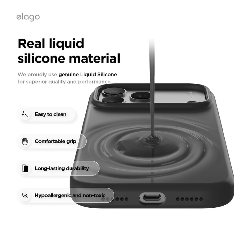 Elago iPhone 17 Pro / Pro Max Magnetic Silicone Case (Camera Control Key Included) - black  [V] - كفر حماية عالية - سيليكون - ايفون 17 برو / 17 بروماكس - ايلاجو - ماغ سيف