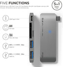 Elago Aluminum Charging Multi Hub USB-C - Space Gray [V] - وصلة تايب سي - 5 في 1 - لاجهزة الايباد برو والماك بوك - متعددة الاستخدام - كفالة 12 شهر