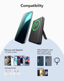 ESR Power Bank 5000mAh Qi2 MagSlim Kickstand Black [V] - بطارية متنقلة ماغ سيف ستاند نحيفة + شحن سماعة ابل - منفذ تايب سي - سعة 5000 ملي أمبير - كفالة 24 شهر