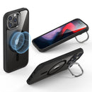 ESR iPhone Classic Hybrid Case with Stash Stand 15Pro /15Pro max- (HaloLock) Clear Black [V]   كفر حماية عالية - ماغ سيف - ستاند - شفاف أسود