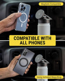 Steel Insulated Water Bottle with Magnetic Cell Phone Holder and Tripod Phone Mount Stand Compatible w/ MagSafe - Blue [V] - مطارة حافظة للحرارة - ستاند ماغ سيف - سكوشي