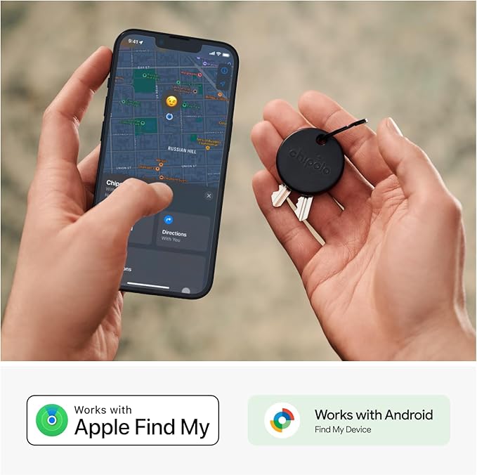 Chipolo POP 4 Pack - Tracker for Apple/Android Find My (Black, Red, White, Blue) [V] - قطعة تتبع مستلزماتكم الشخصية - تدعم نظام ابل و الاندرويد - 4 حبات - كفالة 12 شهر