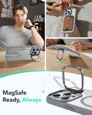 ESR iPhone 16 Pro Max Classic Hybrid (HaloLock) with Stash Stand Case - Clear Gray [V] - كفر حماية عالية - ماغ سيف - ستاند