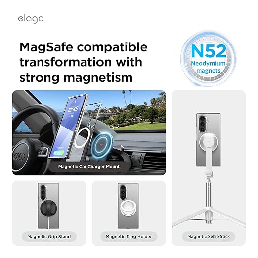 Elago Samsung Galaxy Z Fold 7 Magnetic Clear Case [V] - كفر سامسونج  - حماية عالية - ماغ سيف - شفاف