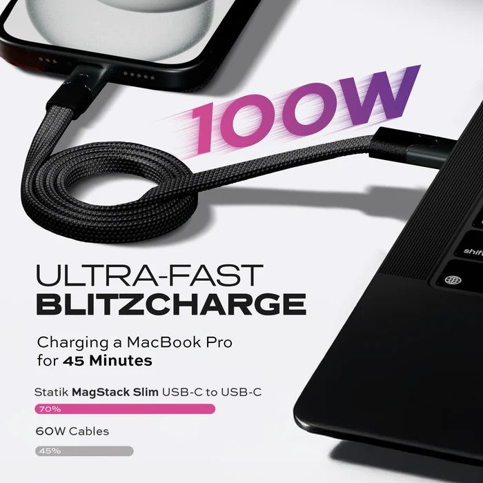 Statik MagStack Slim Pro Cable USB-C to USB-C 2M/6.6ft [V] سلك شحن  تايب سي - الى تايب سي - طول 2 متر