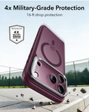 ESR iPhone 18 Pro Max/17 Pro Max Classic Hybrid Magnetic Case (Camera Control,Stash Stand) Frosted Red [V] - كفر حماية عالية - ماغ سيف - ستاند