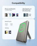 ESR Power Bank 5000mAh Qi2 MagSlim Kickstand Titanium [V] - بطارية متنقلة ماغ سيف ستاند نحيفة + شحن سماعة ابل - منفذ تايب سي - سعة 5000 ملي أمبير - كفالة 24 شهر