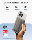 ESR Power Bank 5000mAh Qi2 MagSlim Kickstand Titanium [V] - بطارية متنقلة ماغ سيف ستاند نحيفة + شحن سماعة ابل - منفذ تايب سي - سعة 5000 ملي أمبير - كفالة 24 شهر
