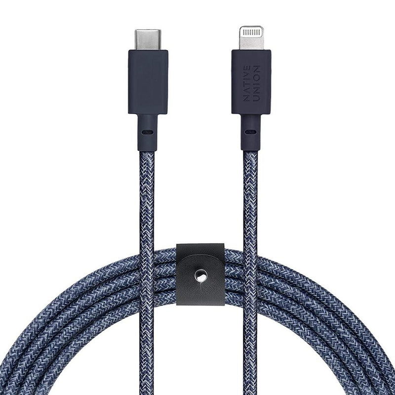 Native Union Belt Cable USB-C to Lightning 3M - Indigo - USB-C [V] - سلك شحن ايفون - نيتف يونيون - مقاوم للقطع - 3 متر - كفالة 5 سنوات