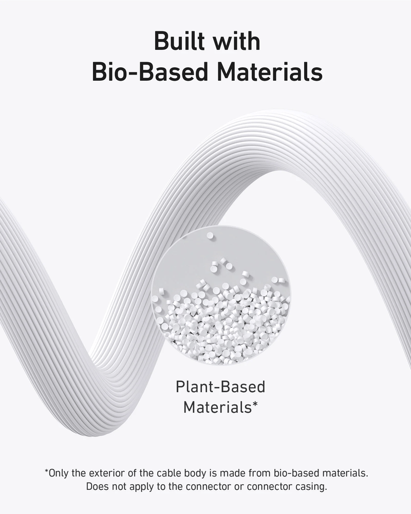 Anker 544 USB-C to USB-C Cable 140W (Bio-Based) - 1.8m - White [D] - سلك شحن - انكر - تايب سي الى تايب سي - طول 180 سم - كفالة 18 شهر