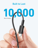 Anker 322 USB-C to Lightning Cable Braided 0.9m - Black [D] - سلك شحن - انكر - ايفون تايب سي - طول 90 سم - كفالة 18 شهر