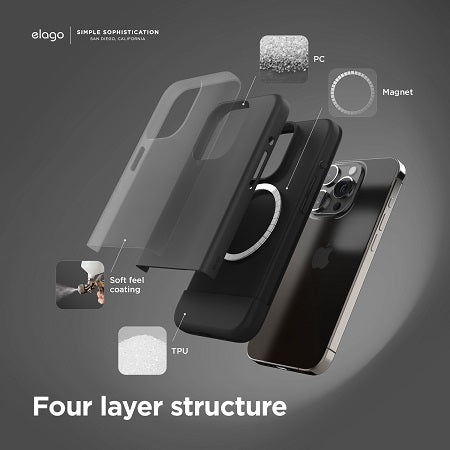 Elago iPhone 15 Pro 15 Pro Max Magsafe Glide Case - Dark Gray / Black [V] كفر ايفون 15برو/15برو ماكس  مع ماجسيف