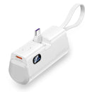 Vention Power Bank LED Display 4800mAh (USB-C + Lightning + USB-C) 22.5W Foldable USB-C Type White [V] - بطارية متنقلة - مع شاحن تايب سي + شاحن ايفون - سعة 10 ألاف مللي امبير + شاشة رقميه - لأجهزة الاندرويد والايفون - كفالة 24 شهر