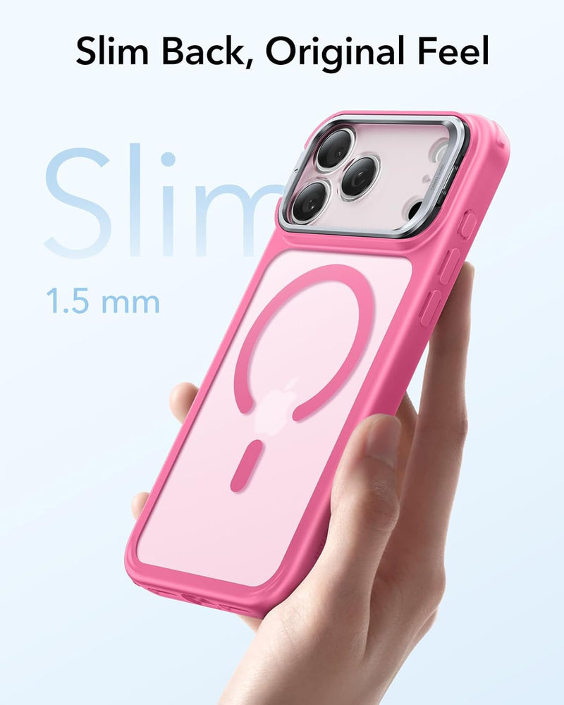 ESR iPhone 17 Pro / 17 ProMax HaloLock Classic Hybrid Case with Stash Stand (Camera Control Button) Case - Frosted Pink [V] - كفر حماية عالية - ماغ سيف - ستاند