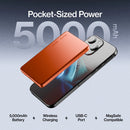 Statik MagSafe Power Bank with Semi-Solid Electrolyte Technology V2 5000mAh Orange [V] - بطارية متنقلة ماغ سيف نحيفة + شحن سماعة ابل - منفذ تايب سي - سعة 5000 ملي أمبير - كفالة 24 شهر