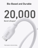 Anker 544 USB-C to USB-C Cable 140W (Bio-Based) - 0.9m - White [D] - سلك شحن - انكر - تايب سي الى تايب سي - طول 90 سم - كفالة 18 شهر