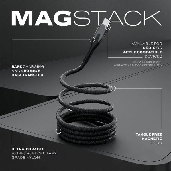 Statik MagStack Pro Magnetic 100w Cable USB-C to USB-C 1.8m [V] - سلك شحن  تايب سي - الى تايب سي - طول 1.80 متر