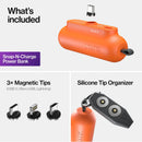 Statik Snap-N-Charge Power Bank 3200mAh - Universal USB-C, Lightning & Micro USB Magnetic Tips V3 Orange -  بطارية متنقلة - مع شاحن تايب سي + شاحن ايفون + شاحن ميكرو - سعة 3200 ملي امبير - لأجهزة الاندرويد والايفون - كفالة 12شهر