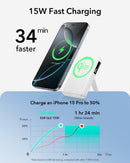 ESR Power Bank 10000mAh Qi2 MagSlim Kickstand White [V] - بطارية متنقلة ماغ سيف ستاند نحيفة + شحن سماعة ابل - منفذ تايب سي - سعة 10000ملي أمبير - كفالة 24 شهر