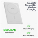 Statik MagSafe Power Bank with Semi-Solid Electrolyte Technology V2 5000mAh White [V] - بطارية متنقلة ماغ سيف نحيفة + شحن سماعة ابل - منفذ تايب سي - سعة 5000 ملي أمبير - كفالة 24 شهر