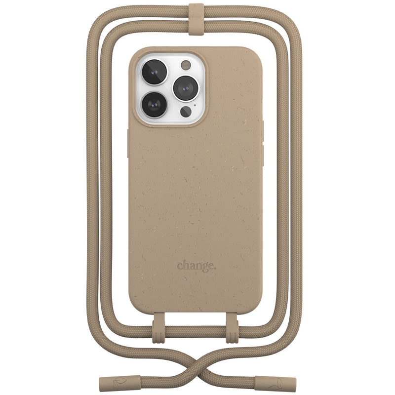 Woodcessories iPhone 14 Change Case -Taupe [V] -  كفر حماية عالية - مع خيط علاقة