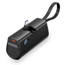 Vention Power Bank LED Display 4800mAh (USB-C + Lightning + USB-C) 22.5W Foldable USB-C Type Black [V] - بطارية متنقلة - مع شاحن تايب سي + شاحن ايفون - سعة 4800 ألاف مللي امبير + شاشة رقميه - لأجهزة الاندرويد والايفون - كفالة 12 شهر