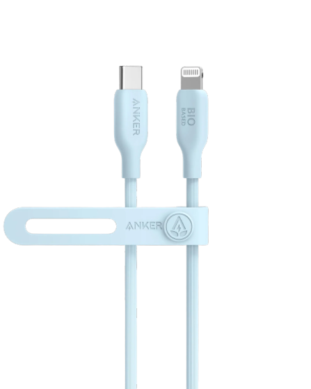Anker 542 USB-C to Lightning (Bio-Based) - 1.8m/6ft - Blue [D] - سلك شحن ايفون تايب سي - انكر - طول 180 سم - كفالة 18 شهر