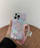 Transparent Anti Drop Tpu Pained Love Herat  - كفر مع خيط علاقة