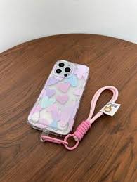 Transparent Anti Drop Tpu Pained Love Herat  - كفر مع خيط علاقة