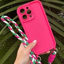 Luxxury Cute Matte Liquid Silicone Crossbody pink - كفر سيليكون مع خيط علاق