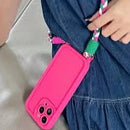 Luxxury Cute Matte Liquid Silicone Crossbody pink - كفر سيليكون مع خيط علاق