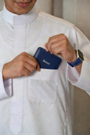 Boszz hand made Watch Band for Apple Watch 45mm/44mm/Ultra with simple card holder width/102mm height/72mm - Blue [T] - سير ساعة أبل واتش + محفظة للبطاقات و الفلوس - جلد طبيعي يدوي