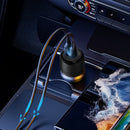 PAWA Car Charger Dual Port PD+QC Includes Braided USB-C to Lightning Cable 30W - شاحن سيارة + سلك شحن ايفون - باوا  - منفذ يو اس بي + تايب سي  - كفالة 12 شهر