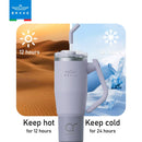 Brave Temp Guard Vacuum Insulated Travel Mug – 180° Rotating Handle, 24H Cold & 12H Hot Retention, Leak-Proof Lids, 1200mL/950ml – Purple [S] - مطارة حافظة للحرارة  والبرودة