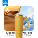 Brave Temp Guard Vacuum Insulated Travel Mug – 180° Rotating Handle, 24H Cold & 12H Hot Retention, Leak-Proof Lids, 1200mL – Yellow [S] - مطارة حافظة للحرارة  والبرودة