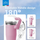 Brave Temp Guard Vacuum Insulated Travel Mug – 180° Rotating Handle, 24H Cold & 12H Hot Retention, Leak-Proof Lids, 1200mL/950ml – Pink [S] - مطارة حافظة للحرارة  والبرودة