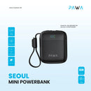 PAWA SEOUL MINI POWER BANK 10000MAH BLACK [O] - بطارية متنقلة - باوا - سعة 10000 - سلك شاحن ايفون + تايب سي - صغيرة الحجم - كفالة 12 شهر
