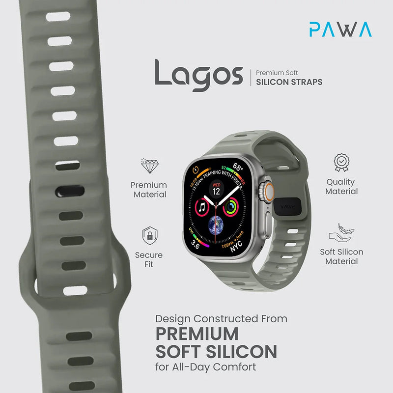 PAWA - Lagos Premium Soft Silicon Straps - Coastal Green - سير ساعه أبل واتش