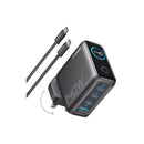 Powerology Voltflow GaN Wall Charger PD 140W with c to c- Black  [O] - شاحن حائط تايب سي + سلك شحن تايب سي - 3 فتحات للشحن السريع + فتحة يو اس بي - باورولوجي - قوة 140 واط - كفالة 12 شهر