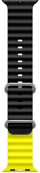 PAWA - Lagos Premium Soft Silicon Straps - Black/Yellow - سير ساعه أبل واتش