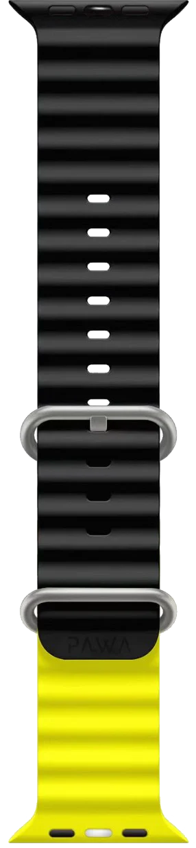 PAWA - Lagos Premium Soft Silicon Straps - Black/Yellow - سير ساعه أبل واتش