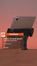 Porodo HS03 Universal Adjustable Tablet & Phone Mount - Black - ستاند مكتبي - بورودو - متعدد الاوضاع - جميع انواع الايباد