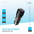 PAWA 51W Dual Port Car Charger PD 20W QC 31W - شاحن سيارة - باوا  - منفذ يو اس بي + تايب سي  - كفالة 12 شهر