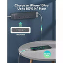 Ravpower UK Power Strip 3m With 6 Ports - 15W – Grey [B] - موزع شاحن حائط - 2 فتحتين يو اس بي - 1 فتحة تايب سي - 3 فتحات للكهرباء - 6 في 1 - طول 3 متر - كفالة 12 شهر