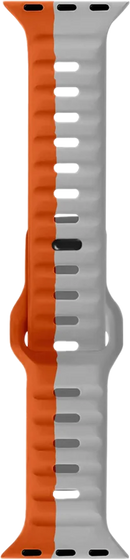 PAWA - Lagos Premium Soft Silicon Straps - Grey & Orange - سير ساعه أبل واتش