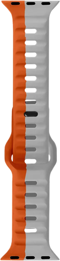 PAWA - Lagos Premium Soft Silicon Straps - Grey & Orange - سير ساعه أبل واتش