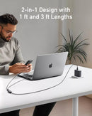 Anker 2-in-1 USB C to USB C Cable 140W Max Fast Charging 4ft Braided Nylon Cord [D] - كيبل شحن 2 في 1 - انكر - قوة 140 واط - كفالة 18 شهر