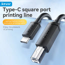JASOZ Type C to 2.0 USB B Male Cable - 480Mbps for Laptops, Cameras, Scanners, & Printers - كيبل للطابعة + تايب سي  - متوفر بطول 2/1 متر