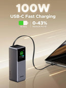 UGREEN Nexode Power Bank 20000mAh 165W with Retractable USB-C Cable Blue [b] - بطارية متنقلة - يوجرين - قوه 165 واط - سعة 20000 ملي امبير - كفالة 12 شهر